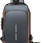 Dwenles Anti theft Crossbody Sling Bag,Waterproof Chest Daypack with USB Charging, Shoulder Backpack for Men Women (Black)